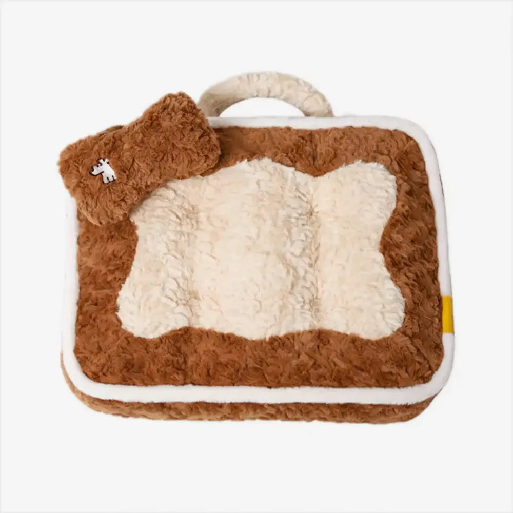 Flat Plush Dog Bed with Bone Design