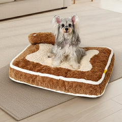 Flat Plush Dog Bed with Bone Design