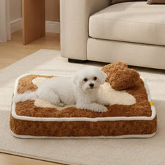 Flat Plush Dog Bed with Bone Design