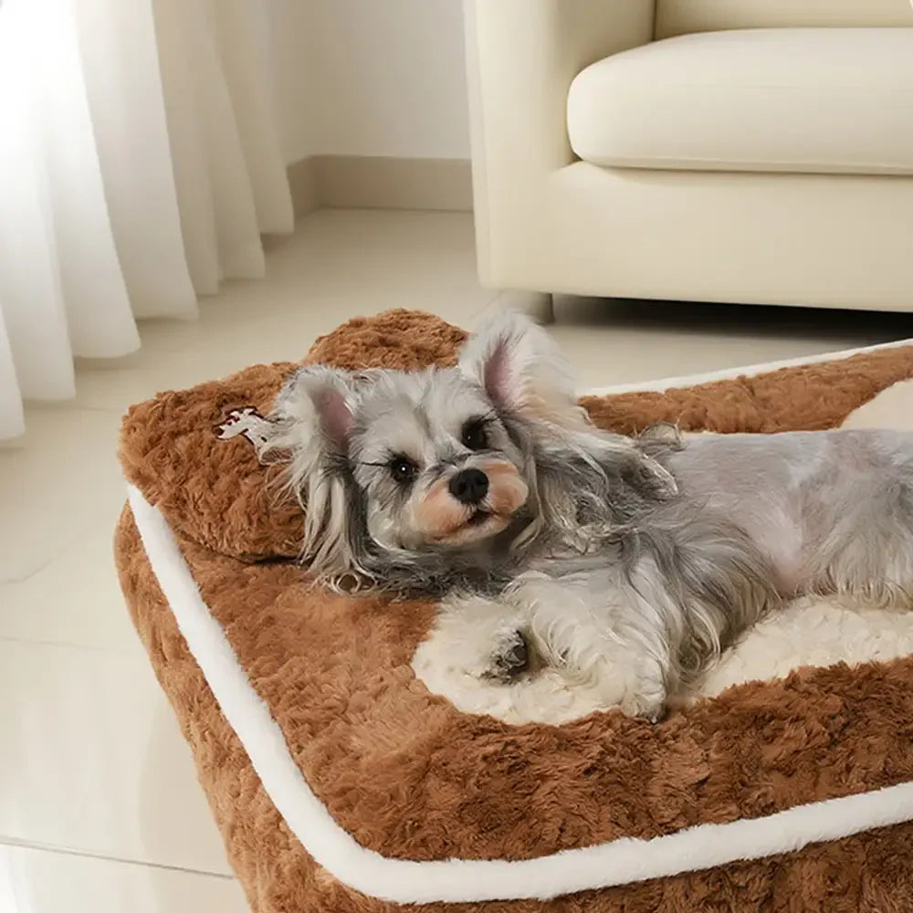 Flat Plush Dog Bed with Bone Design