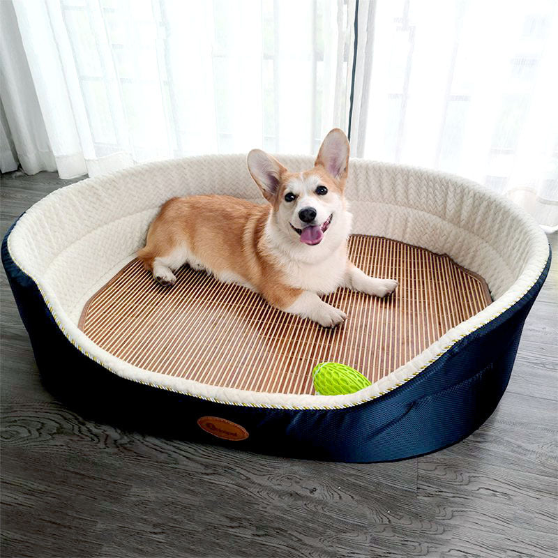 Oval Dog Bed with Raised Rim